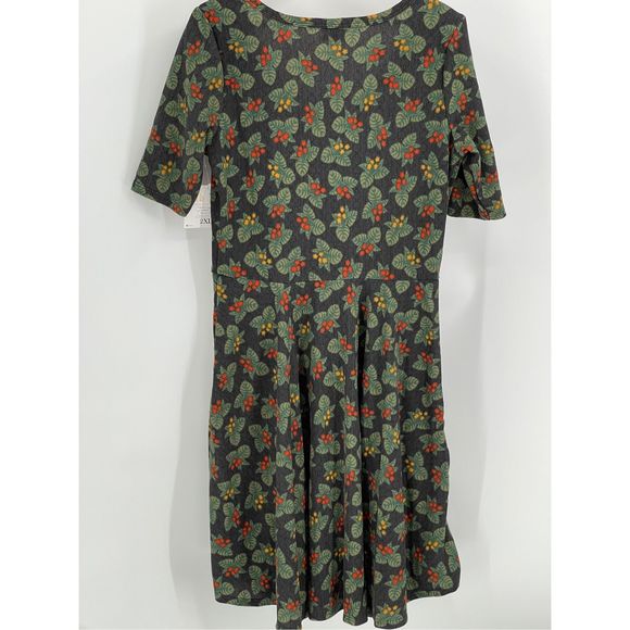 LuLaRoe Nicole Dress Women’s Size 2XL A line Holly Black Green Red Short Sleeve - Picture 10 of 12